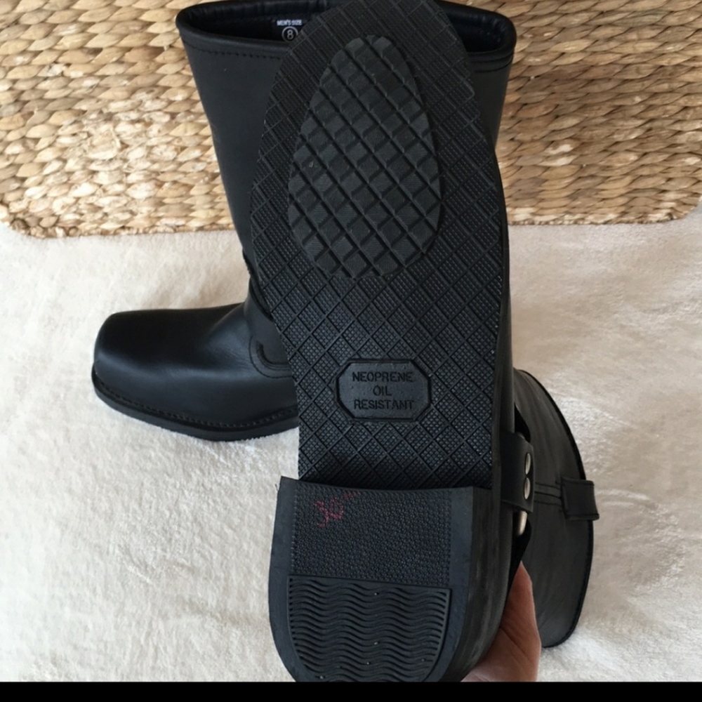 RIDE TECS OILED LEATHER BLACK MOTORCYCLE BOOTS NWT - Picture 5 of 9
